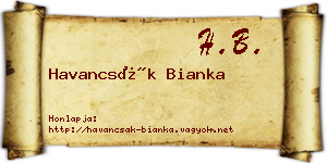 Havancsák Bianka névjegykártya